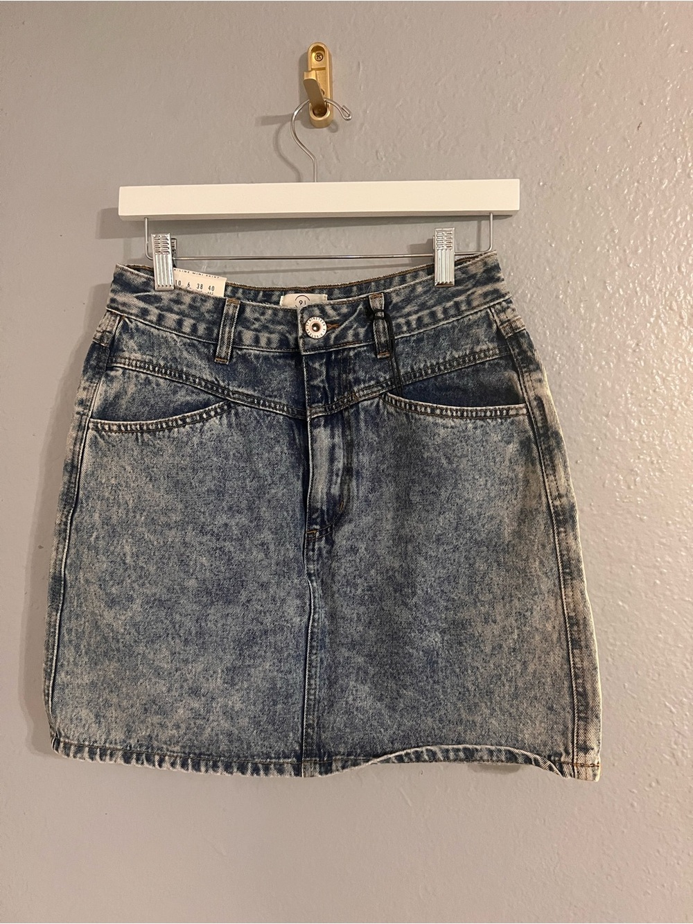 Denim Acid-Wash Mini Skirt - Blue